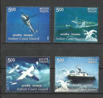 INDIA, 2008, 30th Anniversary Of Indian Coast Guard, Set 4 V,   MNH, (**) - Unused Stamps