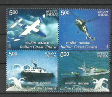 INDIA, 2008, 30th Anniversary Of Indian Coast Guard, Setenant Set, 4 V, MNH, (**) - Unused Stamps