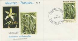 FDC  POLYNÉSIE  1990 TAHITI VANILLE # FLEUR # FLORE # VEGETATION # GOUSSES # RESSOURCES TRADITIONNELLES - FDC