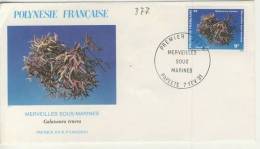 FDC  POLYNÉSIE  1991 TAHITI  # MERVEILLES SOUS MARINES # GALAXAURA TENERA # CORAIL #  MER - FDC