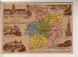 Carte Géographiaque ILLE ET VILAINE - CHOCOLAT DES GOURMETS - Photos  RENNES , St MALO , FOUGERES , VITRE , REDON ... - Schokolade