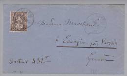 Heimat GE Genève 1881-11-20 Sackstempel Auf Brief Nach Versoix Blau! - Covers & Documents