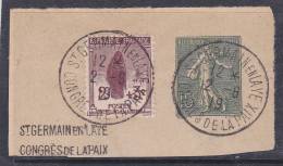 FRANCE N°148  FRAGMENT ENTIER (ENV) 15c LIGNEE CAD ST GERMAIN EN LAYE + GRIFFE - Used Stamps