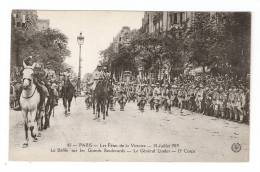 CPA : Fêtes De La Victoire :Défilé Sur Les Grands Boulevards - Général Linder - 13è Corps - Cavaliers+soldats à Pied - Guerre 1914-18