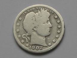 Quarter -1/4 Dollar - 25 Cents - 1902 - Barber - Etats-Unis - United States  **** EN ACHAT IMMEDIAT **** - 1892-1916: Barber