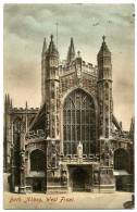 BATH ABBEY, WEST FRONT / POSTMARK - CLIFTON, BRISTOL / ADDRESS - WORKINGTON, CLIFTON HALL - Bath