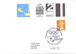 UK Olympic Games London 2012 Letter; Sailing Pictogram 2nd Class Smart Stamp Uprated To 1st Class, Olympex Cancellation - Estate 2012: London