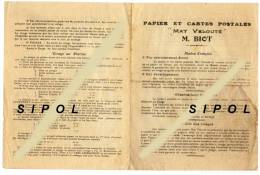 Papier Et Cartes Postales " Mat Velouté M.Biot " 2 Pages De Mode D Emploi - Materiaal & Toebehoren