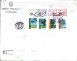 San Marino 1997 Busta FDC Alberi E 120 Anniv. Primo Francobollo A San Marino - Usados