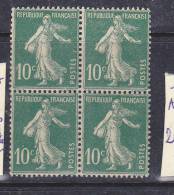 FRANCE N°159 10C VERT TYPE SEMEUSE ANNEAU LUNE BLOC DE 4  NEUF SANS CHARNIERE - Unused Stamps