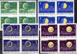 Der Mond über Stadt Shilhoulette Weltall 1964 Albanien 844/7B 4-Block ** 72€ Mond-Phasen Kosmos Space Sheet Bf Shqiperia - Sammlungen