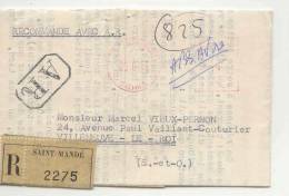 Affranchissement EMA De Guichet SATAS Type SP - 1F45 = Tarif Lettre Recommandée AR Du 1/2/62 Au 18/5/64 - Postal Rates