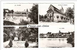 CPA : 58 - Nièvre : Cosne Sur Loire : Multivues (4) : Plage , Eglise St Aignan , Square , Loire ... - Cosne Cours Sur Loire