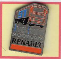 Pin´s  Transport, Automobiles  Renault  SODICAM, Camion  Rouge  Atelier  Evolution  91 - Renault