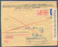 Italy Letter Sent From Ljubljana To Celje And To Germany With Censura USED - Lubiana