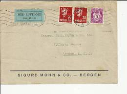 NORUEGA CC CORREO AEREO 1940 BERGEN A LONDON - Briefe U. Dokumente