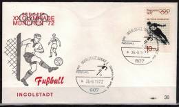 ALLEMAGNE  FDC Cachet  Ingolstast Donau 2  JO 1972   Football  Soccer  Fussball - Covers & Documents