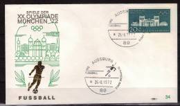 ALLEMAGNE  FDC Cachet  Augsburg 1   JO 1972   Football  Soccer  Fussball - Briefe U. Dokumente