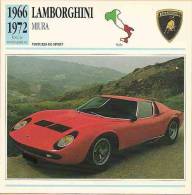 2 Photos Voitures Lamborghini - Miura 1966-1972 - Countach 1973-1990 -  Italie - Détails Techniques Au Verso - Auto's