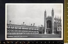 D2374 Cambridge - Kings And Clare Colleges - 1951 Publ. By Moon E Laughton LTD / Old Mini Card - Cambridge