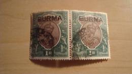 Burma  1937  Scott #13  Used-Paired - Burma (...-1947)