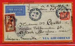 INDOCHINE 1ER VOL SUR LETTRE DE 1933 DE SAIGON POUR TOULON FRANCE - Storia Postale