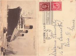 1934 - CARTE LETTRE à BORD Du PAQUEBOT RMS "MAJESTIC" DE NEW-YORK (USA) Pour PARIS Via GB AVEC TIMBRES ANGLAIS - Marcophilie