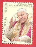 ITALIA REPUBBLICA USATO - 2011 - Beatificazione Di Papa Giovanni Paolo II - € 0,60 - S. 3232 - 2011-20: Oblitérés