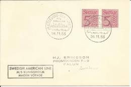 SUECIA CC DESDE EL BUQUE MS KUNGSHOLM EN SU VIAJE INAUGURAL GOTEBORG NEW YORK 1953 BARCO - Covers & Documents