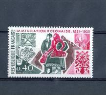 VARIÉTÉS FR  1973  N° 1740   IMMIGRATION POLONAISE 0,40 NEUF **GOMME YVERT TELLIER 0.30 € - Unused Stamps