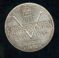 25  Kroner Couronnes 1970 Argent    8 Mai 1945 - Norvegia