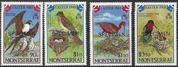 MONTSERRAT - 1988 Easter Birds Overprinted 'SPECIMEN'. Scott 667-70. MNH ** - Montserrat