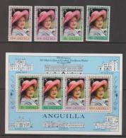 Anguilla 1980 Queen Mother Birthday Set 4 & Miniature Sheet MNH - Anguilla (1968-...)