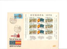 Carta Con Hojita Commemorativa De Europa De 1978 - Hojas Conmemorativas