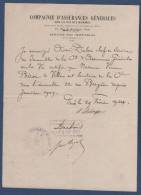 1924 - COMPAGNIE D'ASSURANCES GENERALES SUR LA VIE DES HOMMES - RUE DE RICHELIEU PARIS 2e - CERTIFICAT DE RESIDENCE - Banque & Assurance