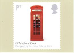 British Design Classics  -  K2 Telephone Kiosk  - Designed By Sir Giles Gilbert Scott  -  Stamp Card - Andere