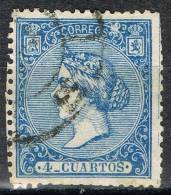 Sello 4 Cuartos Isabel II 1866, Rueda Carreta 53 De ECIJA (Sevilla), Num 81 º - Usati