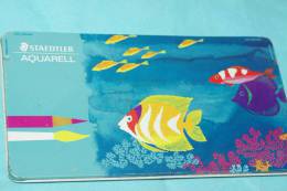 STAEDTLER POISSONS EXOTIQUES Ancienne BOITE Métal COMPLETE 12 CRAYONS AQUARELLE GERMANY - Andere & Zonder Classificatie