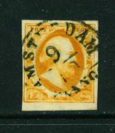 NETHERLANDS  -  1852  King William 15c  Used As Scan (4 Margins) - Usati