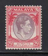 Straits Settlements MH Scott #246 25c George VI - Straits Settlements