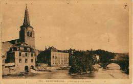 09  SAINT GIRONS  3 CARTES:  L'EGLISE ET LE PONT - LES DEUX RIVES DU SALAT ET CHAMP DE MARS  -  VUE GENERALE DES QUAIS - Saint Girons