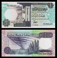 Libya P-53, 1/2 Dinar, Oil Refinery / Irriagated Field (1990)  UNC See Uv & Watermarks - Libië