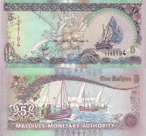 Maldives P-18b, 5 Fufiyaa, Dhow / Fishing Boats, 2000 - Maldivas