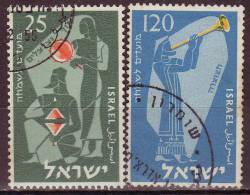 ISRAEL - 1955 - YT N° 92A + 94A - Oblitérés - - Gebruikt (zonder Tabs)