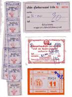 TICKET DE TRANSPORT - THAILANDE - AUTOBUS - LOT DE 3 TICKETS + BANDE DE TICKETS - Mondo