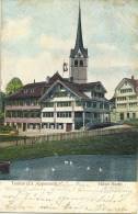 Teufen - Hotel Hecht Mit Der Kirche  (Prägekarte)         1907 - Teufen