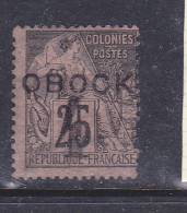 OBOCK N° 25 4 S 25C NOIR S ROSE TYPE DÉESSE ASSISE NEUF AVEC CHARNIÈRE DENTS COURTES A DROITE - Autres & Non Classés