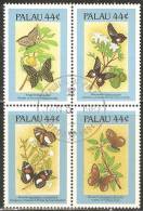 Palau 1987 Mi# 168-171 Used - Block Of 4 - Butterflies - Palau