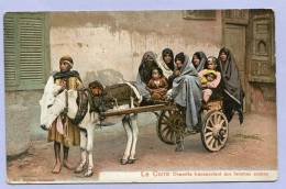 Vintage Card Karte Egypte Le Caire Donkey Charette Transportant Des Femmes Arabes Arabic Woman About 1905 (486) - Personen