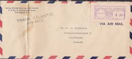 United States Trans. Atlantic Airmail CENTRAL HANOVER BANK And TRUST COMPANY NEW YORK Meter Stamp 1946 Cover To Denmark - 2c. 1941-1960 Briefe U. Dokumente